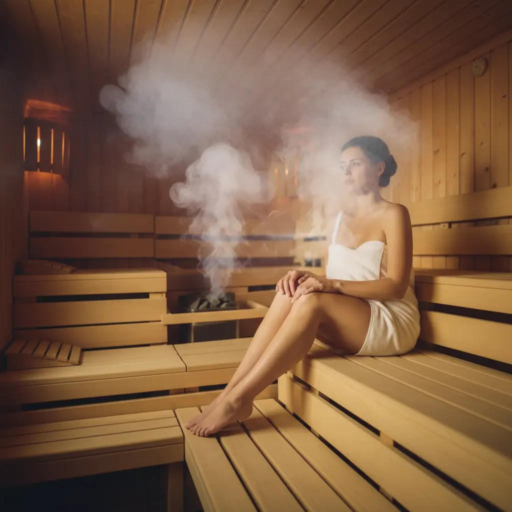 Woman in sauna